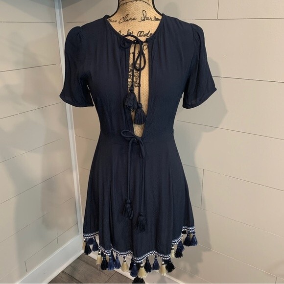 Tularosa Navy Tallulah Tassle Dress - Picture 2 of 9